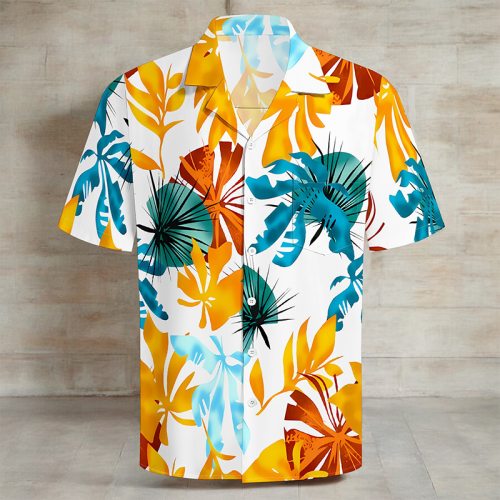 White Casual Vacation Floral Print Pocket Buttons Turndown Collar Tops