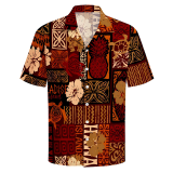 White Casual Vacation Floral Print Pocket Buttons Turndown Collar Tops
