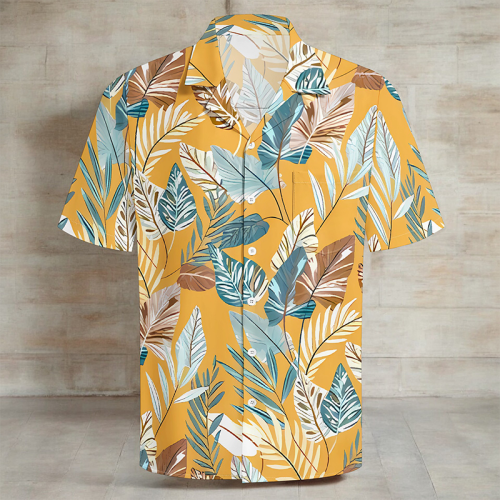 Yellow Casual Vacation Floral Print Pocket Buttons Turndown Collar Tops