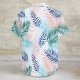 White Casual Vacation Floral Print Pocket Buttons Turndown Collar Tops
