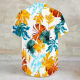 White Casual Vacation Floral Print Pocket Buttons Turndown Collar Tops