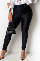 Black Fashion Casual Skinny Solid Bottoms