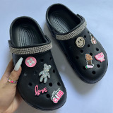 Black Casual Daily Patchwork Round Comfortable Shoes