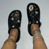 White Casual Hollowed Out Patchwork Round Comfortable Shoes
