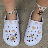 White Casual Hollowed Out Patchwork Round Comfortable Shoes