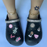 Black Casual Daily Patchwork Round Comfortable Shoes