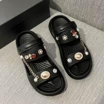 Black Casual Daily Rhinestone Decor Patchwork Round Comfortable Shoes