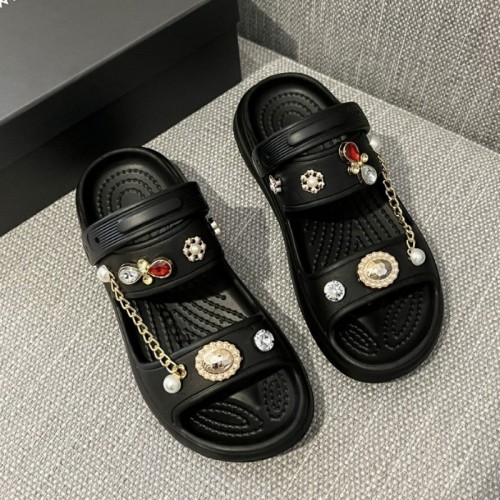 Black Casual Daily Rhinestone Decor Patchwork Round Comfortable Shoes