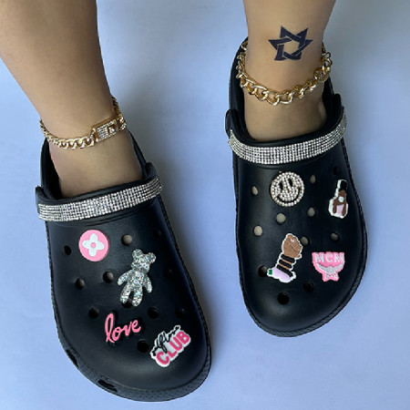 Black Casual Daily Patchwork Round Comfortable Shoes