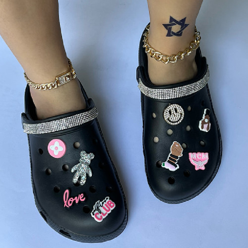 Black Casual Daily Patchwork Round Comfortable Shoes