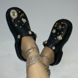 White Casual Hollowed Out Patchwork Round Comfortable Shoes