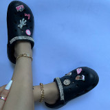Black Casual Daily Patchwork Round Comfortable Shoes