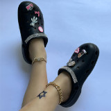 Black Casual Daily Patchwork Round Comfortable Shoes