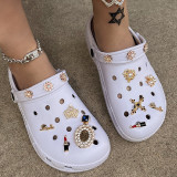 White Casual Hollowed Out Patchwork Round Comfortable Shoes