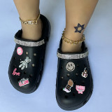 Black Casual Daily Patchwork Round Comfortable Shoes