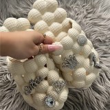 Black Casual Hollow Out Rhinestone Decor Round Comfortable Shoes