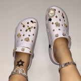 White Casual Hollowed Out Patchwork Round Comfortable Shoes