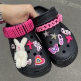 Black Casual Daily Hollow Out Patchwork Round Comfortable Shoes