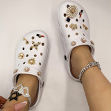 White Casual Hollowed Out Patchwork Round Comfortable Shoes