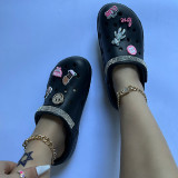 Black Casual Daily Patchwork Round Comfortable Shoes