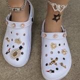White Casual Hollowed Out Patchwork Round Comfortable Shoes
