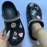 Black Casual Daily Patchwork Round Comfortable Shoes