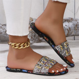 Black Casual Daily Rhinestone Decor Patchwork Round Comfortable Out Door Shoes