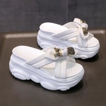 White Casual Daily Patchwork Solid Color Round Comfortable Out Door Wedges Shoes