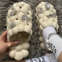 Apricot Casual Hollow Out Rhinestone Decor Round Comfortable Shoes