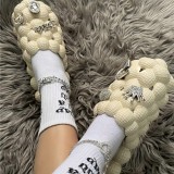 Black Casual Hollow Out Rhinestone Decor Round Comfortable Shoes