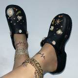 White Casual Hollowed Out Patchwork Round Comfortable Shoes