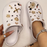 White Casual Hollowed Out Patchwork Round Comfortable Shoes