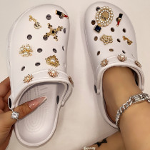 White Casual Hollowed Out Patchwork Round Comfortable Shoes