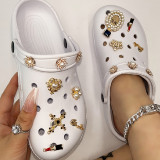 White Casual Hollowed Out Patchwork Round Comfortable Shoes