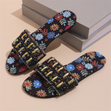 Black Casual Daily Rhinestone Decor Patchwork Round Comfortable Out Door Shoes