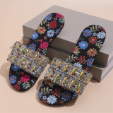 Black Casual Daily Rhinestone Decor Patchwork Round Comfortable Out Door Shoes