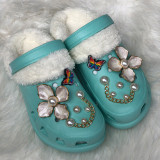 Pink Daily Pearls Decor Butterfly Closed Comfortable Shoes
