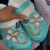 Pink Daily Pearls Decor Butterfly Closed Comfortable Shoes