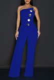 Yellow Sexy Casual Street Daily Vacation Buttons Solid Color Regular Jumpsuits