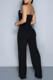 Yellow Sexy Casual Street Daily Vacation Buttons Solid Color Regular Jumpsuits
