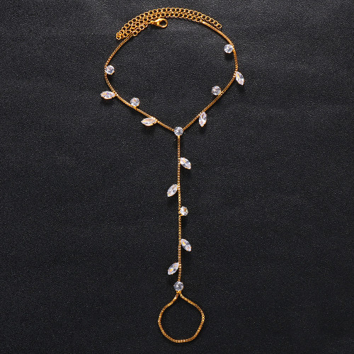 Gold Daily Chains Rhinestone Decor Anklet