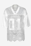 Black Sexy Casual Hot Solid Color Lace Patchwork See-Through V Neck T-Shirts