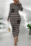 Light Green Casual Plaid Cartoon Print Flowers Contrast O Neck Printed Dresses