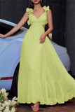 Blue Sexy Casual Solid Color Backless Cross Straps V Neck Long Dresses