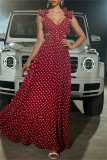 Blue Sexy Casual Solid Color Backless Cross Straps V Neck Long Dresses