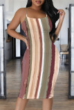 Fluorescent Yellow Sexy Letter Print Stripe Contrast Printed Dresses