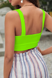 Baby Blue Sexy Solid Color Patchwork Ruched Tops