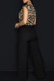 Leopard Print Casual Leopard Print Basic O Neck Sleeveless Two Pieces