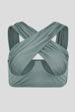Coffee Sexy Solid Color Hollow Out Tops