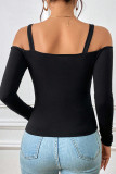 Black Sexy Simplicity Solid Metal Accessories Decoration Square Collar Tops